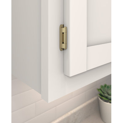 1/2 inch (13mm) Overlay Single Demountable Partial Wrap Golden Champagne Cabinet Hinge - 1 Pair