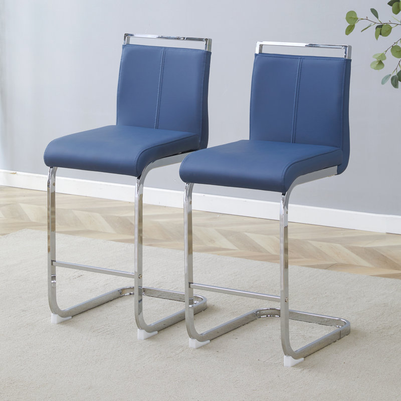 Tabouret de comptoir 25 po, Bleu, Tabouret de comptoir (siège d'une hauteur de 25 p, Chrome chrome