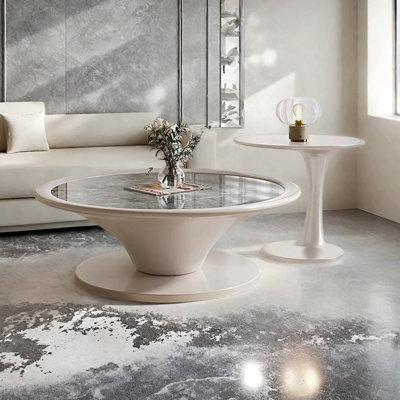 Cream wind rock board end table