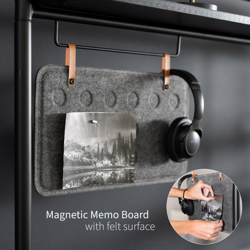 Black Clamp-On Desktop Shelving System with Magnetic Memo Board