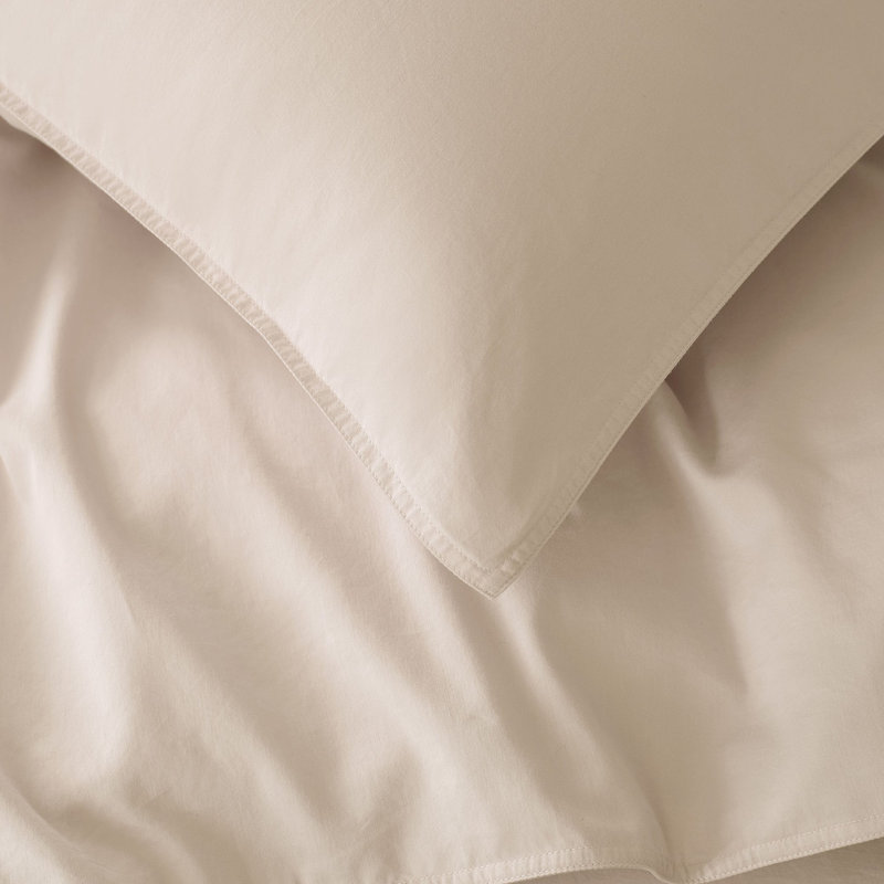 Housse de couette 100% coton à double couture certifiée GOTS, Housse de couette très grand et 2 taies, Écru