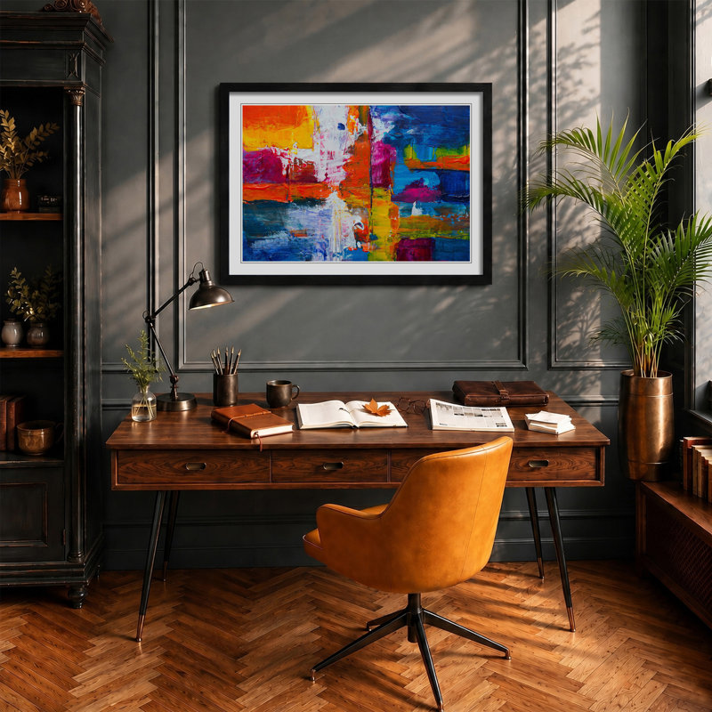 Abstract Vol.443 by S.Johnson - Framed Print, 45cm H x 63cm W x 2cm D, Black