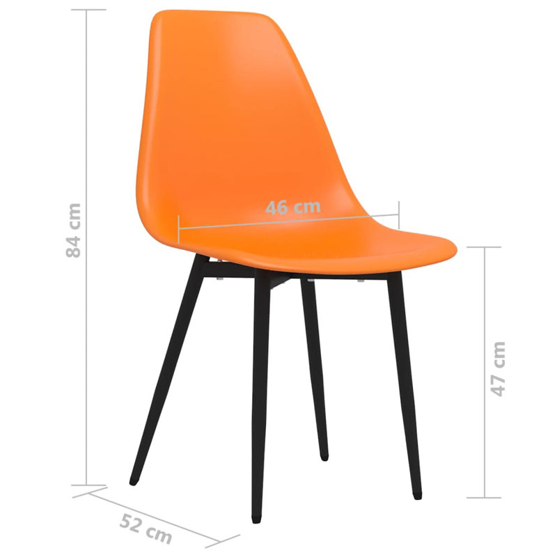 vidaXL Dining Chair Polypropylene Standard Ergonomic, Orange, 4