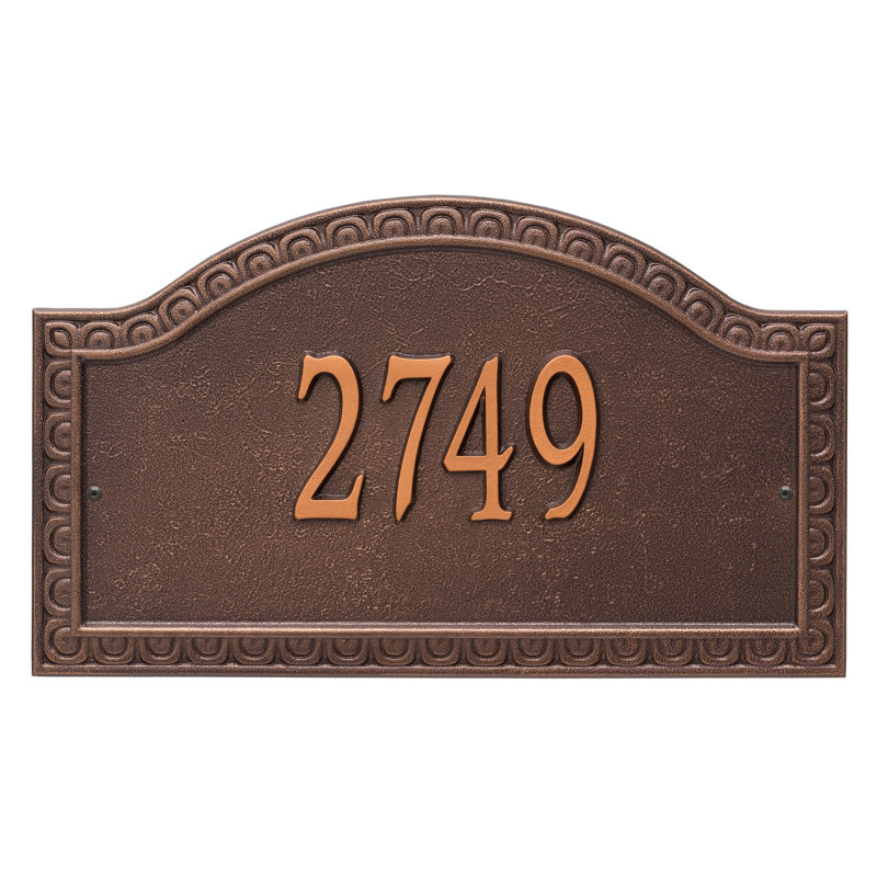 Plaque d'adresse murale personnalisée 1 ligne Penhurst, Cuivre antique, Oui