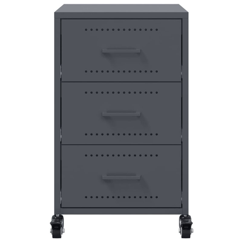 Aneyah 36cm W Steel Bedside Table, Anthracite
