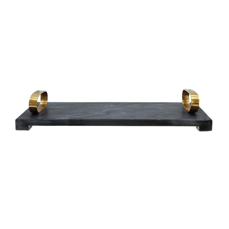 Tadeo Decorative Tray, Black/Brass