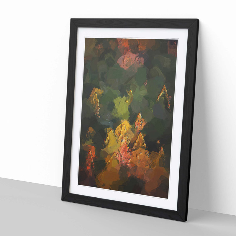 Pointed Trees in Abstract - Framed Print, 76cm H x 50cm W x 2cm D, Black