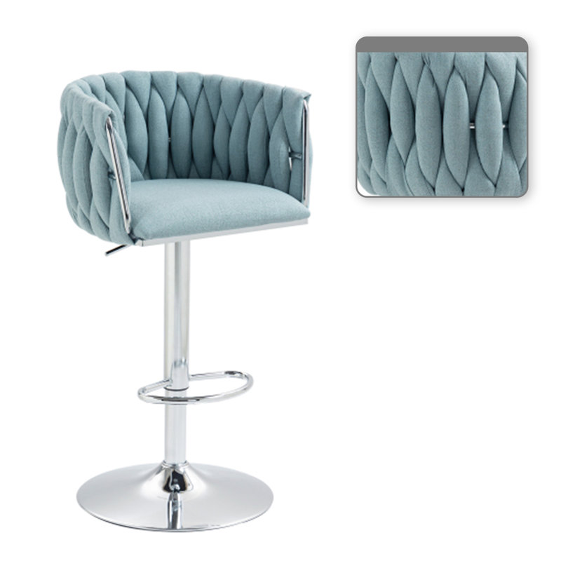 Ensemble de 2 tabourets de bar modernes rotatifs et réglables en hauteur avec dossier tissé et repose-pieds Modern Minimalist