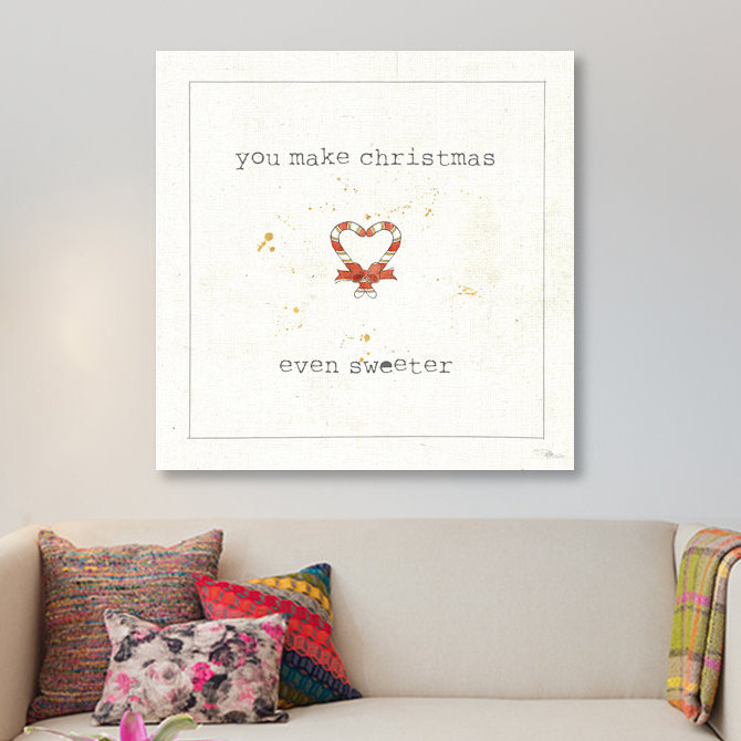 «Christmas Cuties II», art textuel sur toile, H 37 po x l 37 po x P 1,5 po, Pas de tapis, Toile tendue