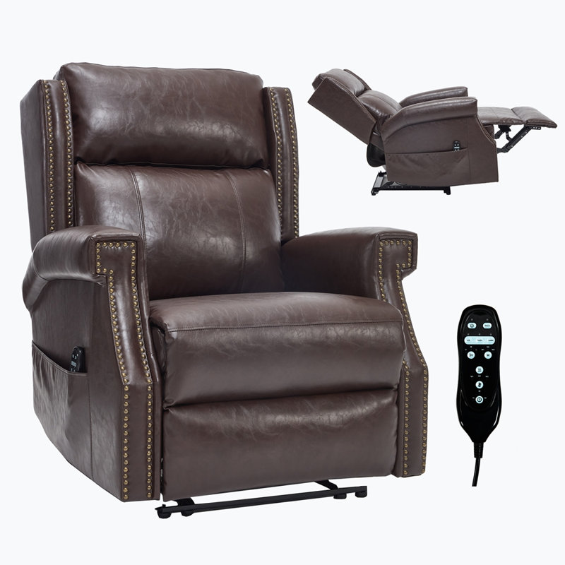 Manual Recliner Chair in Faux Leather for Living Room with Heavy Duty Motion Mechanism, 8 vibrating nodes and 3 massage modes