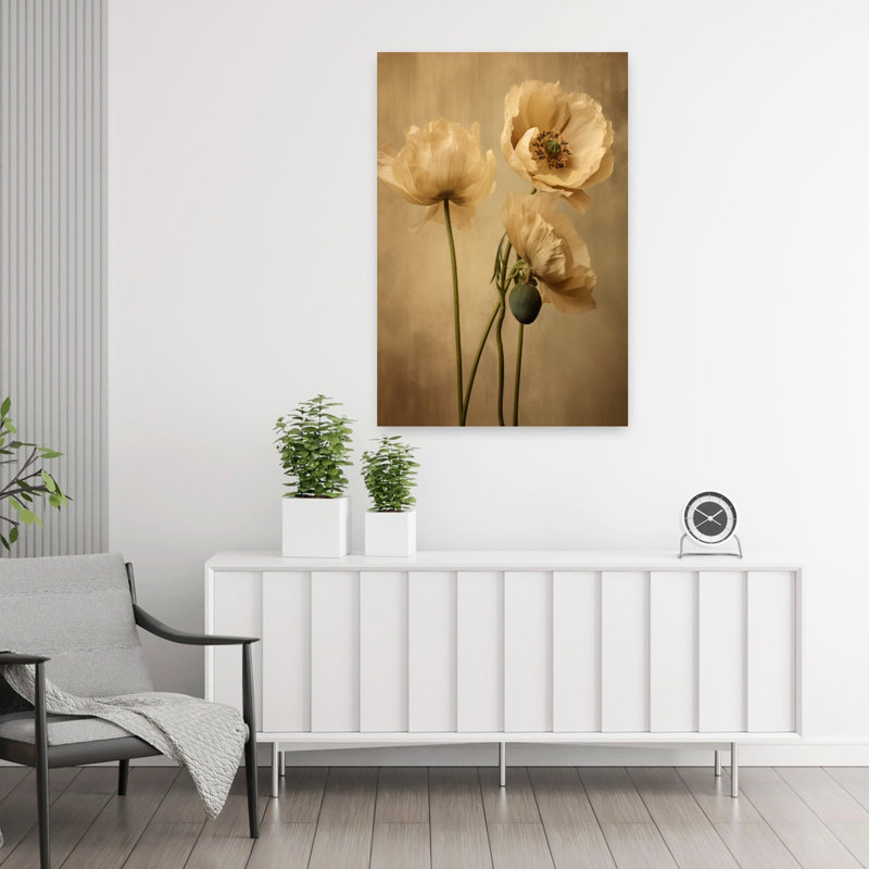 Delicate Cream Poppies by Bilge Paksoylu - Wrapped Canvas Print, 91.44 cm H x 60.96 cm W