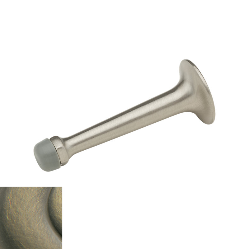 Wall Bumper Brass Baseboard Stop, Satin Brass/Black