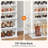 Narrow 10 - Tiers Shoe Storage Tower, Wooden Shoe Rack with Hooks-1428782555