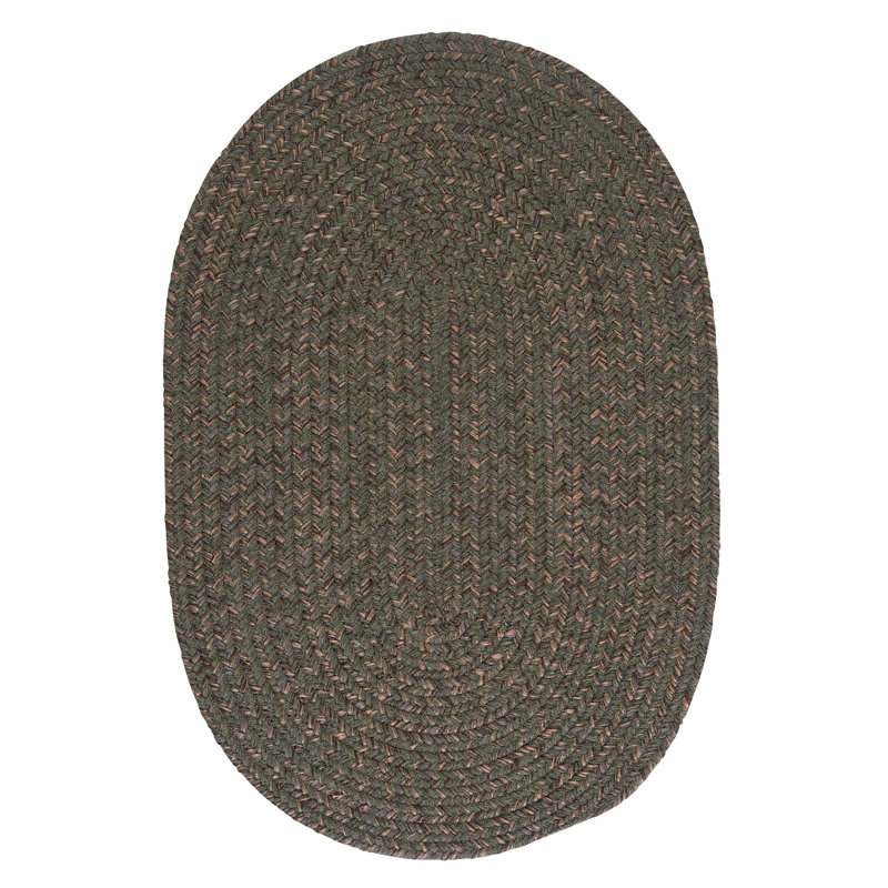 Tapis de zone verte olivere tressée Abey, Ovale 5 pi x 8 pi