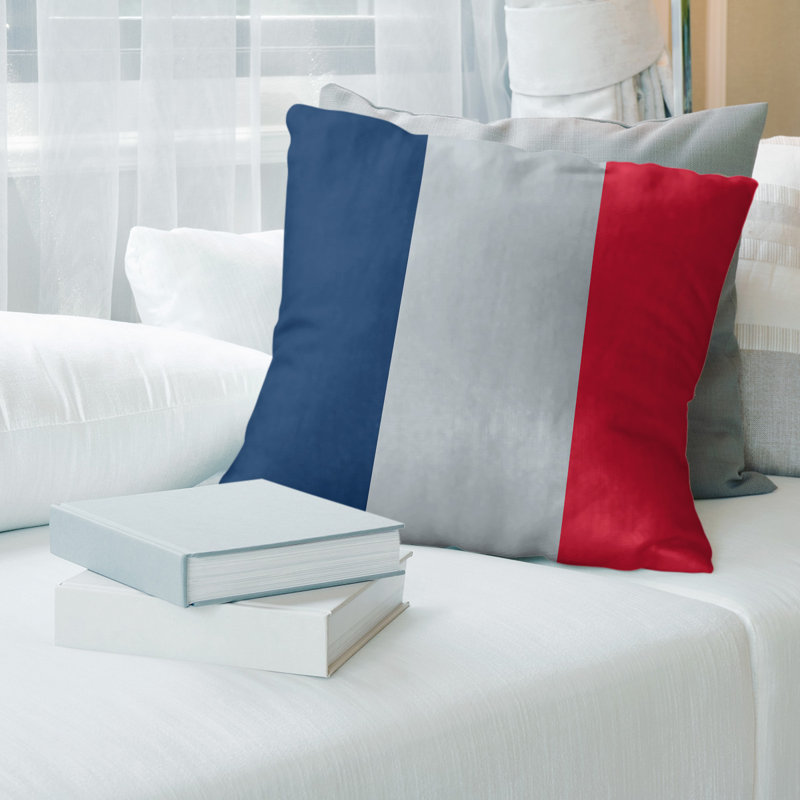 Coussin Washington, 16 po x 1 po, Rouge / bleu marine, Polyester/ Bourre en polyester