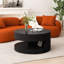 Table de bout moderne 31,5 po ronde, noire. Élégant pour tous les espaces. Fabrication, espace de rangement supplémentaire Table basse ronde noire 31,5 po, avec rayures verticales et fonctionnalité, salon et chambre à coucher, facile à-121070635-121070637