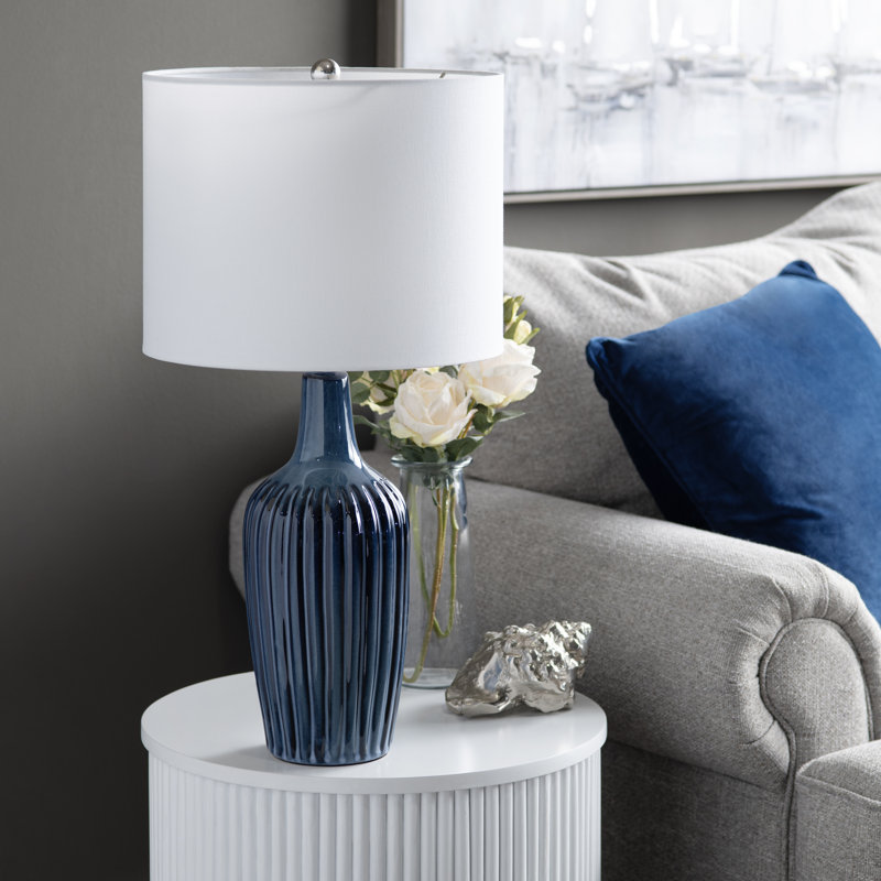 Ensemble de 2 lampes de table en céramique avec abat-jour, Bleu