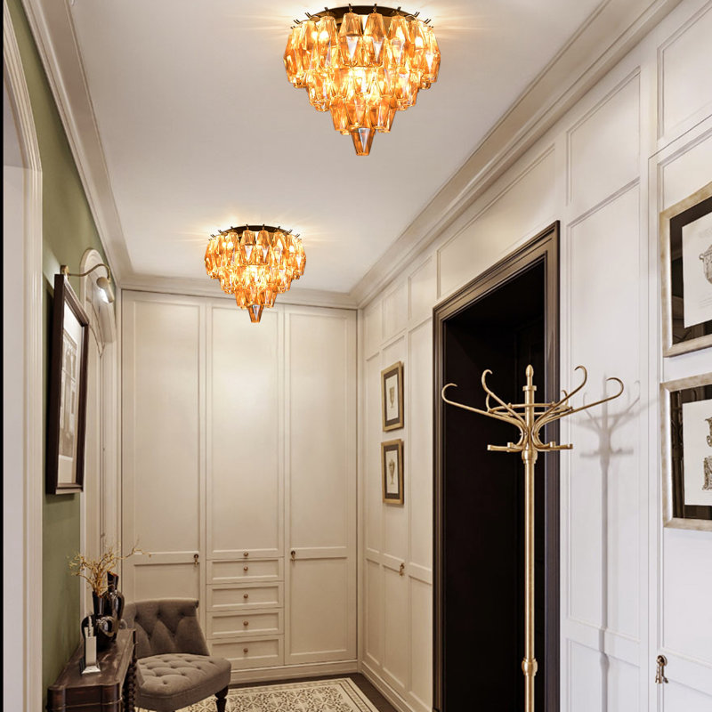 Fenella 4 - Light Tiered Glass Chandelier Flush Mount Ceiling Light, Black