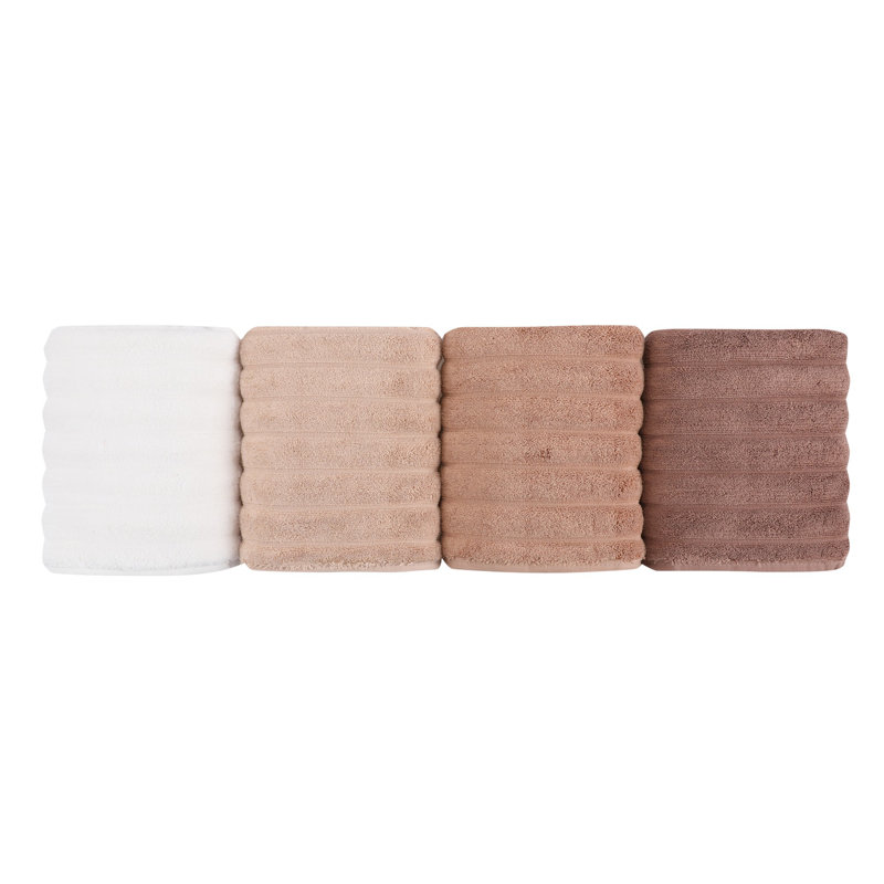 Ensemble de 4 serviettes 100% coton Beraldo, Beige / crème / brun