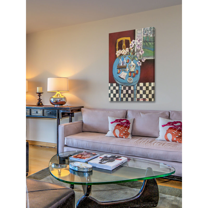 Reproduction d’art sur toile tendue, "la table en bleu" par holly wojahn, H 45 po x l 30 po x P 1,5 po