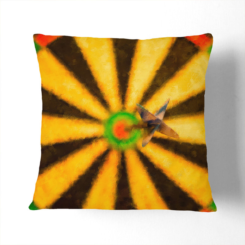Bulls Eye Dartboard Painting Square Throw Cushion, Stone, 55cm H x 55cm W x 20cm D