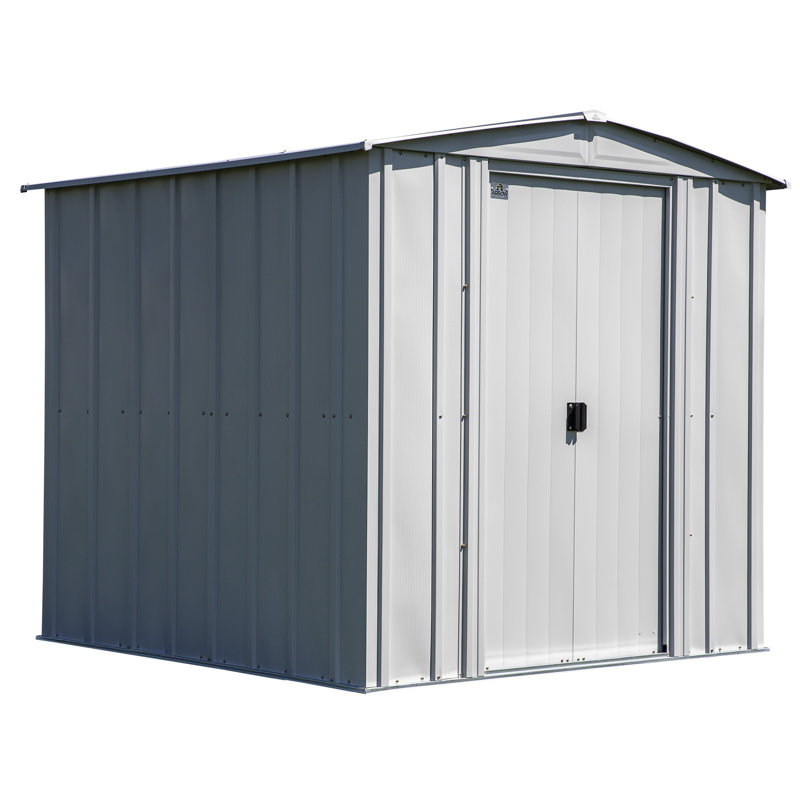 6 ft. x 7 ft. Flute Grey Galvanized Steel Storage Shed