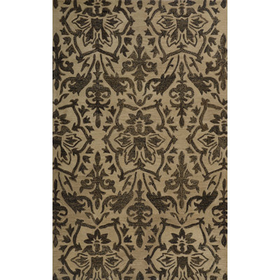 Tapis décoratif en laine Touffeté à la main à motif floral Aditya