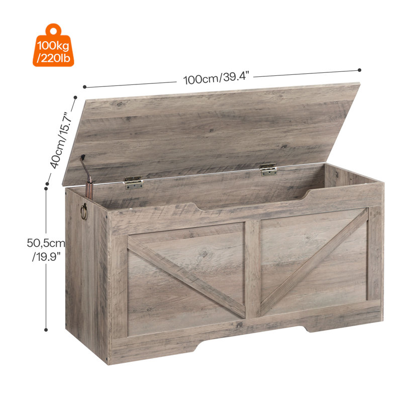 Lingle 39.4'' W Storage Bench with Flip Top Blanket Chest, Greige
