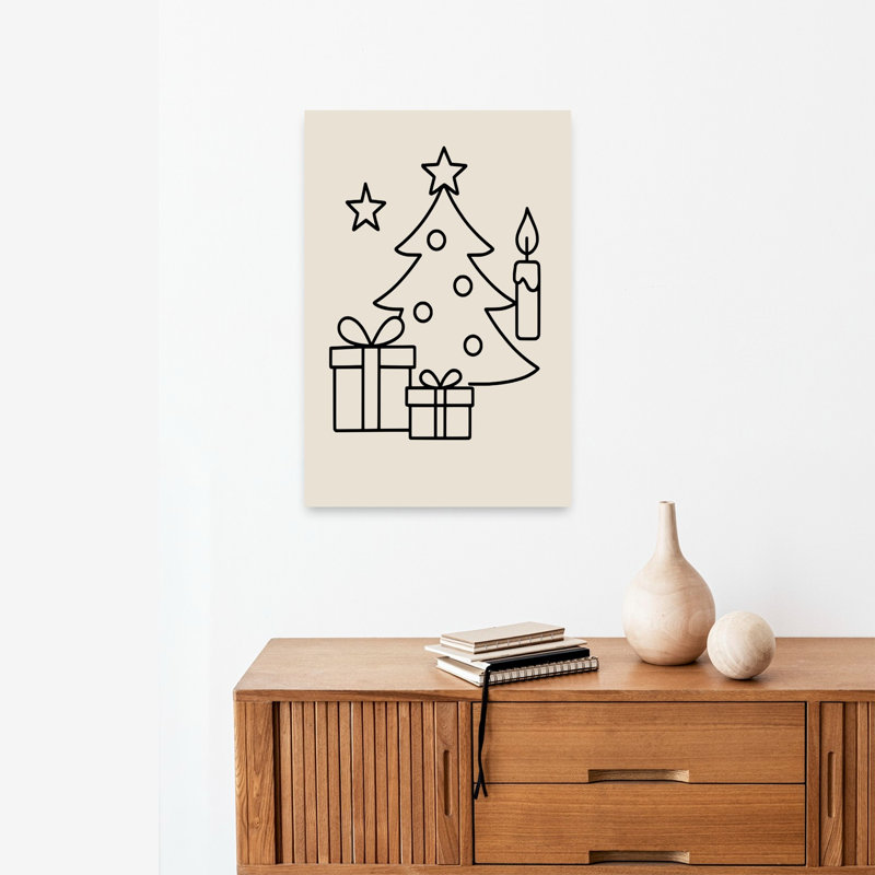 Impression d'art mural paysage de Noël abstrait, 24" H x 16" W