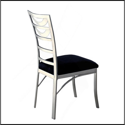 Ensemble de 2 chaises d'appoint noires en microfibre et métal argentées