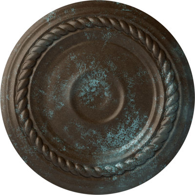 Endurathane Small Alexandria Ceiling Medallion, 7 7/8"OD x 3/4"P (Fits Canopies up to 4 5/8"), Hand-Painted Bronze Blue Patina Finish
