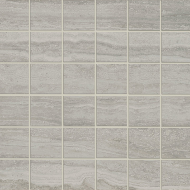 Mineral Dream 2" X 2" Porcelain Travertine Look Tile Mosaic Sheet, Driftstone