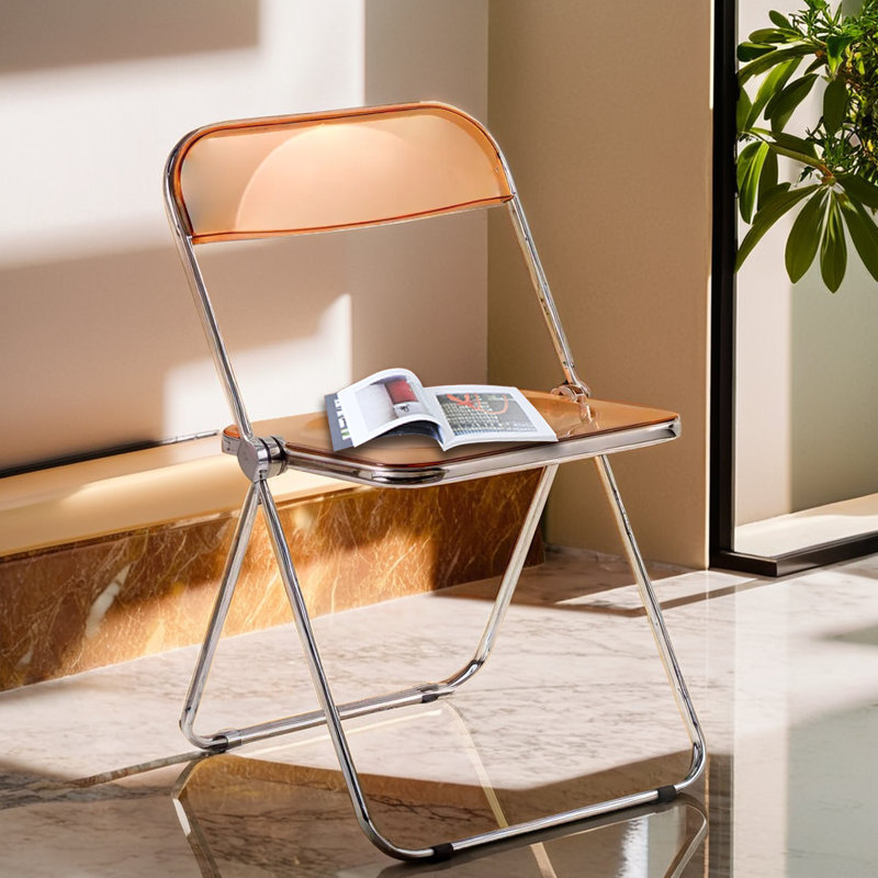 Chaise pliante en acrylique empilable et imperméable, Orange