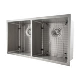 36" L x 19" W Double Basin Undermount Kitchen Sink with Basket Strainer