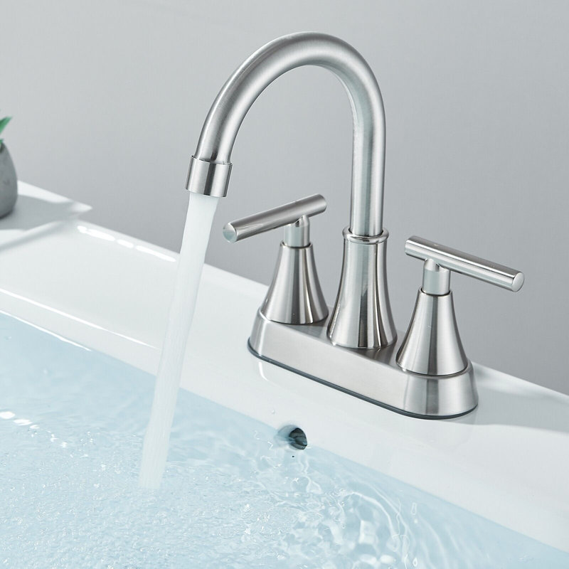 2-handle Bathroom Faucet with Drain Assembly, Brushed Nickel