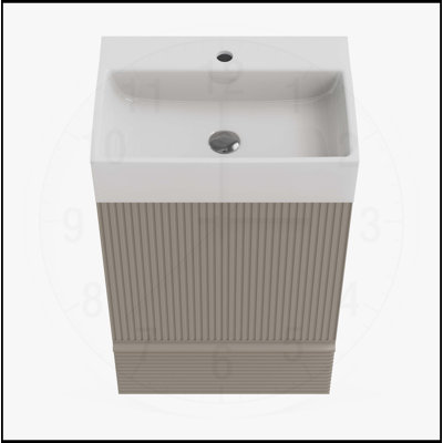 Meuble-lavabo élégant avec motif rayé et rangement fonctionnel