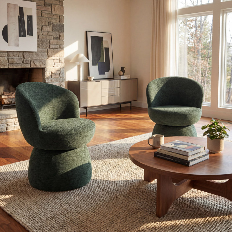 Fauteuil d'appoint rembourré Mid-Back, Mélange de polyester vert