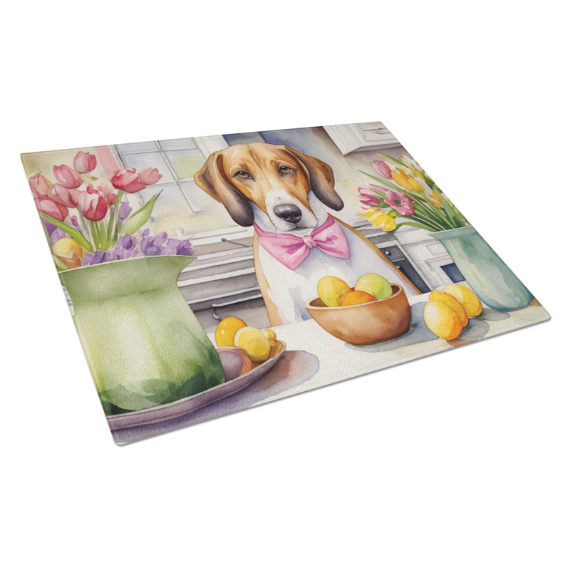 Decorating Easter American Foxhound Glass Cutting Board