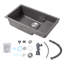 Garden Sanctuary 81mm W Single Bowl Quartz Resin Composite；201 Stainless Steel Undermount Kitchen Sink with 1 Faucet Hole