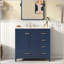 Meuble-lavabo bleu 36 po avec lavabo 36 po, armoire moderne avec 4 tiroirs et pieds en bois massif, idéal pour un rangement élégant et efficace