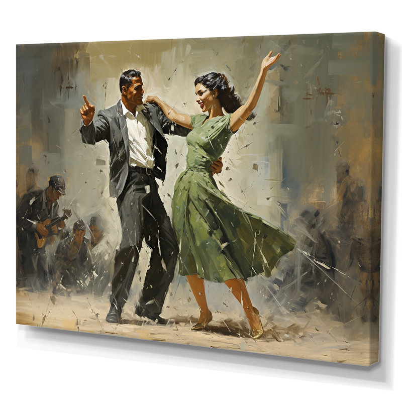 Danse dansante des années 60 IV, Toile tendue, L 32 po x H 16 po x P 1 po