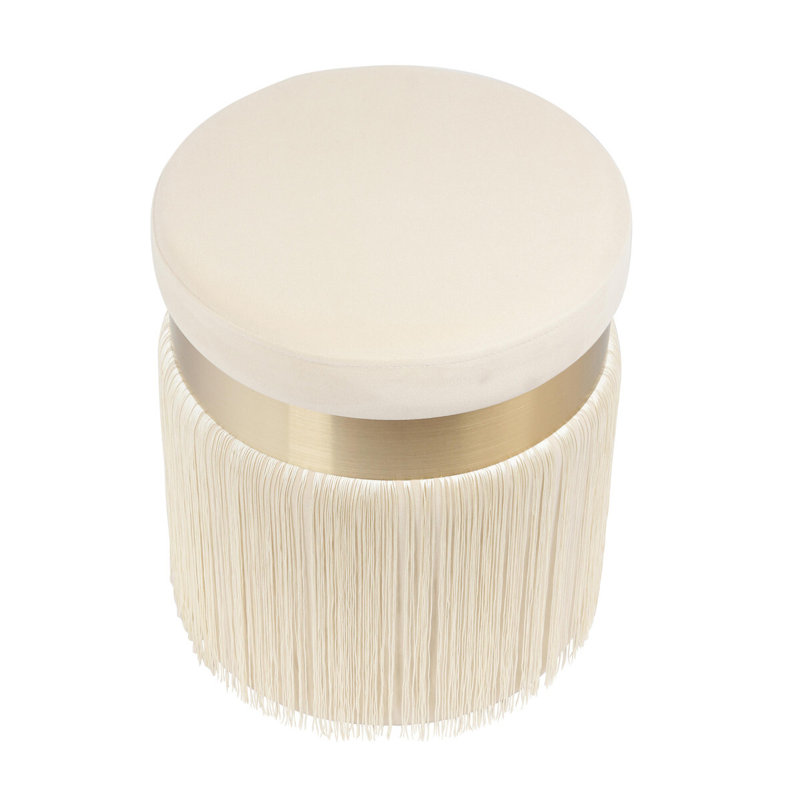 Velvet Ottoman, Cream Velvet