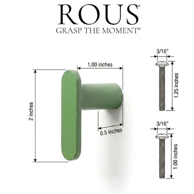 2" Bar Knob, Olive (Green), 1"
