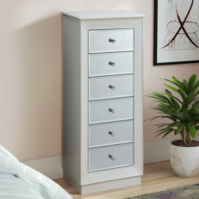 Tanique Glam 6-Drawer Jewelry Armoire with Mirror and Side Doors