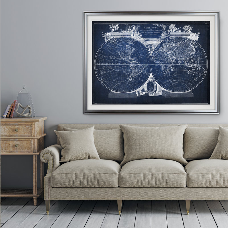 « rétro world map viii », impression, Argent, H 24 po x l 32 po x P 1,5 po