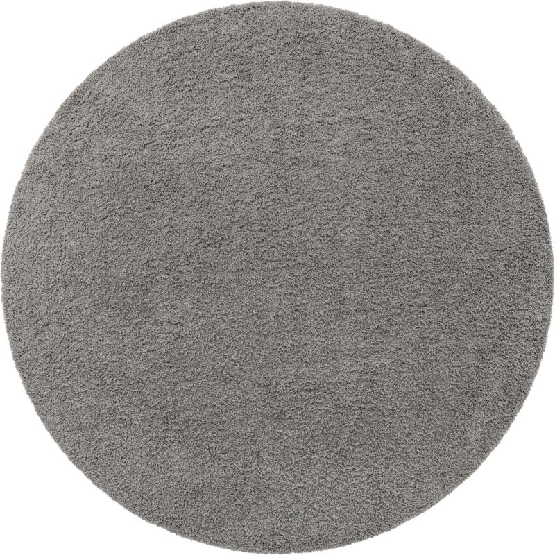 Tapis gris à poils longs Santosha, Demi-cercle 3 pi 1 po x 6 pi 1 po, Gris nuageux