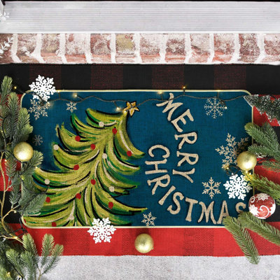 Paillasson Joyeux Noël, sapin de Noël, flocon de neige