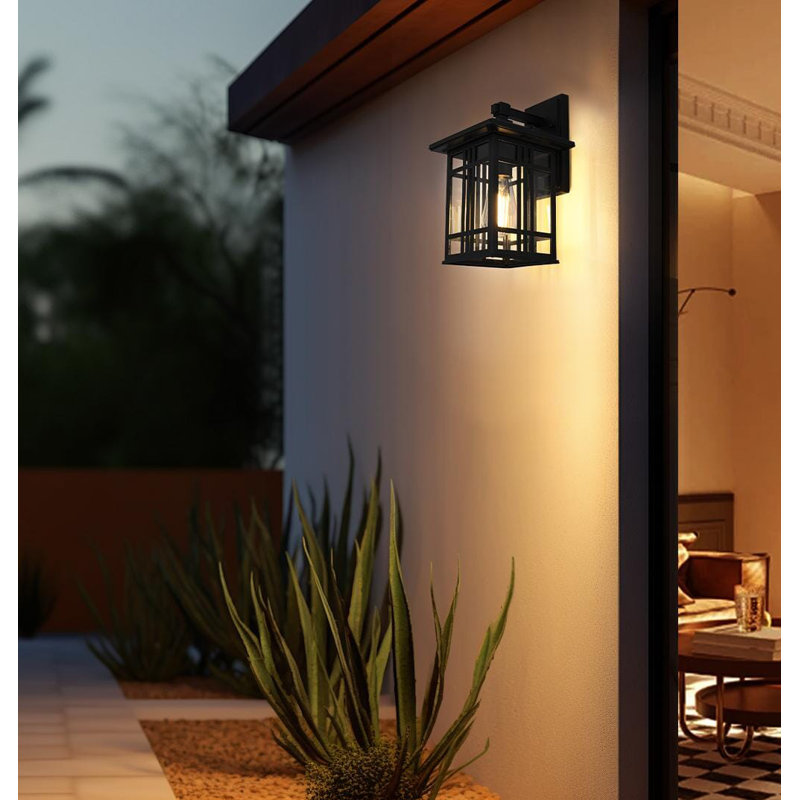 Almaha  Outdoor Wall sconce in Black, 13" H x 7.5" W x 8" D