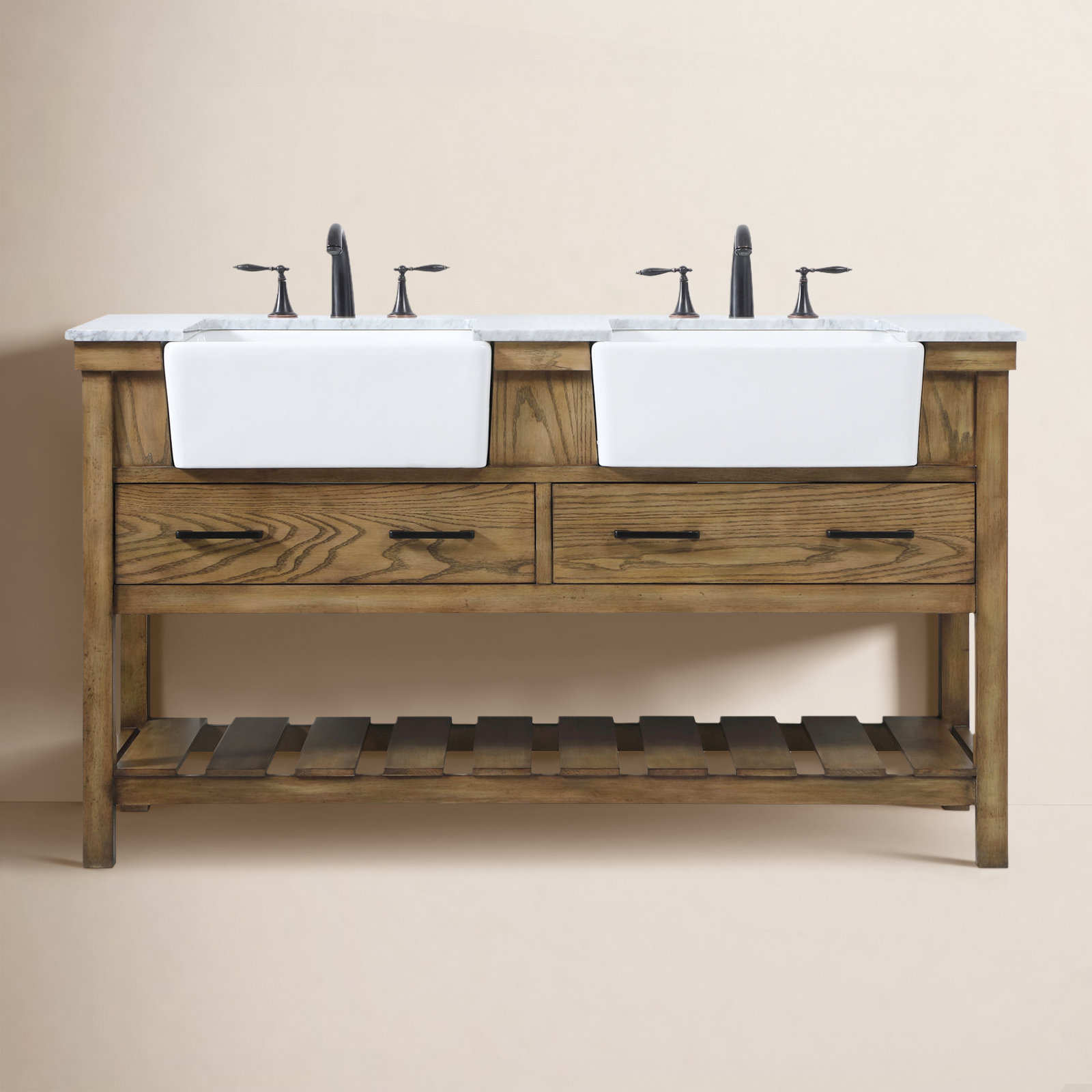 Pelaghia 60'' Double Bathroom Vanity, Dark Brown