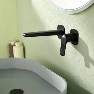 Wall Mounted Bathroom Faucet 2 Hole Bathroom Sink Faucets Brass Single Handle Bathroom Basin Taps With Valve